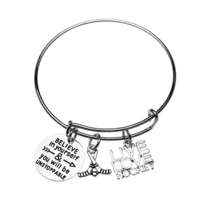 Girls Ice Hockey Bangle Bracelet - Believe In Yourself