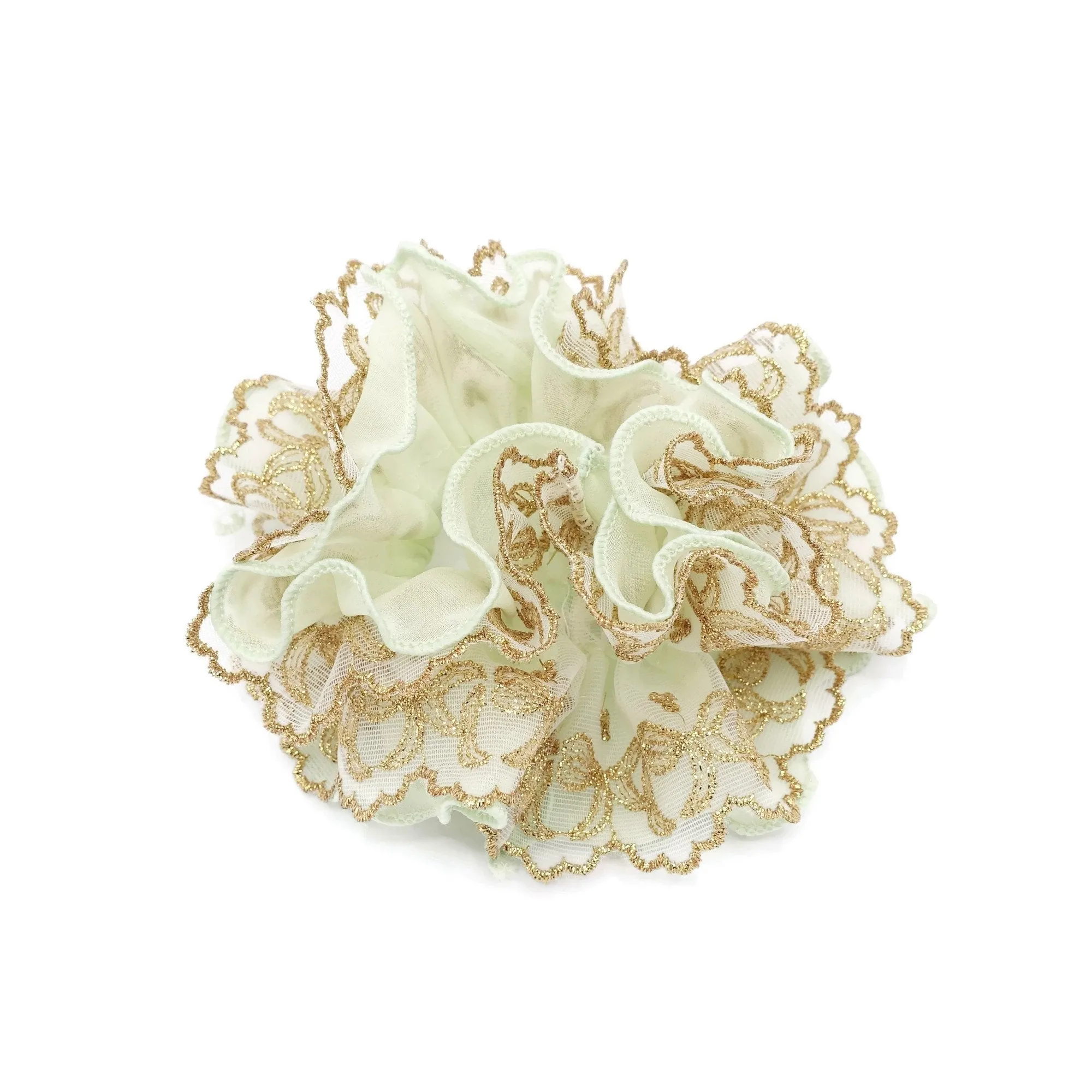 golden thread mesh lace chiffon scrunchies woman elastic hair accessories