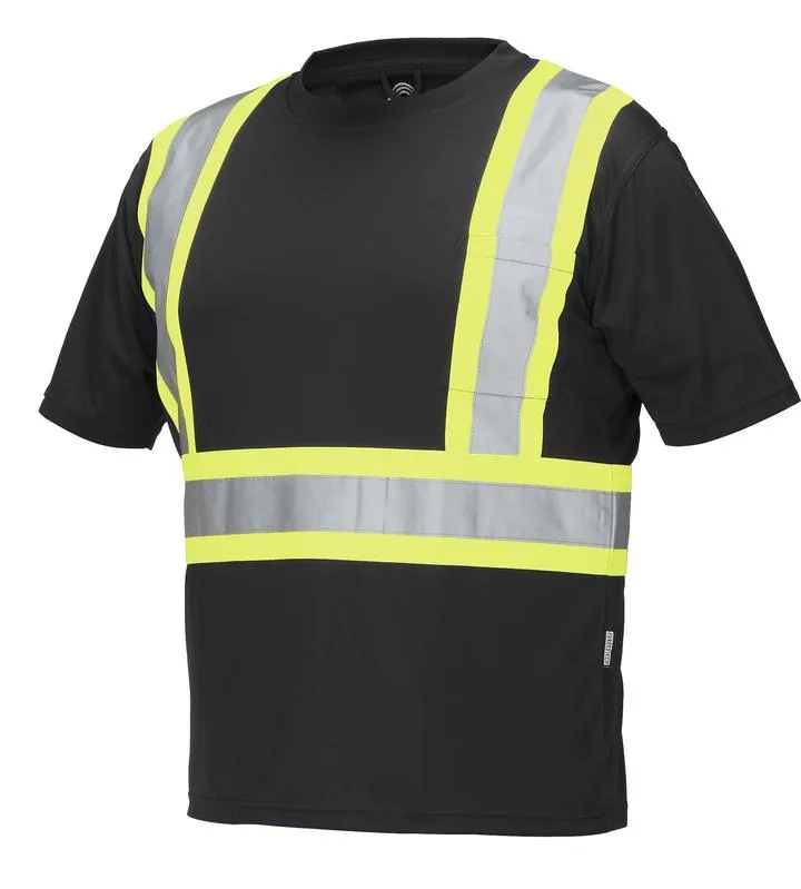 Hi Vis Short Sleeve Safety T-Shirt with Chest Pocket in Black