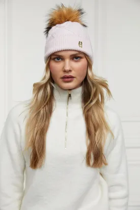 Holland Cooper Cortina Ladies Bobble Hat in Soft Pink