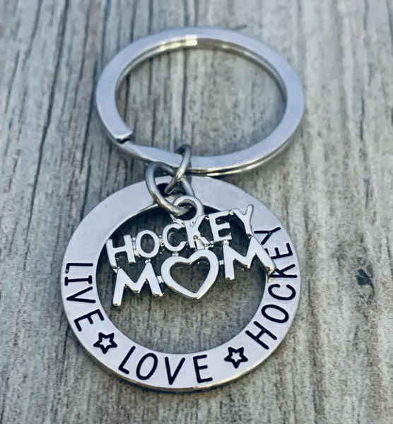 Ice Hockey Mom Charm Keychain - Live Love Hockey