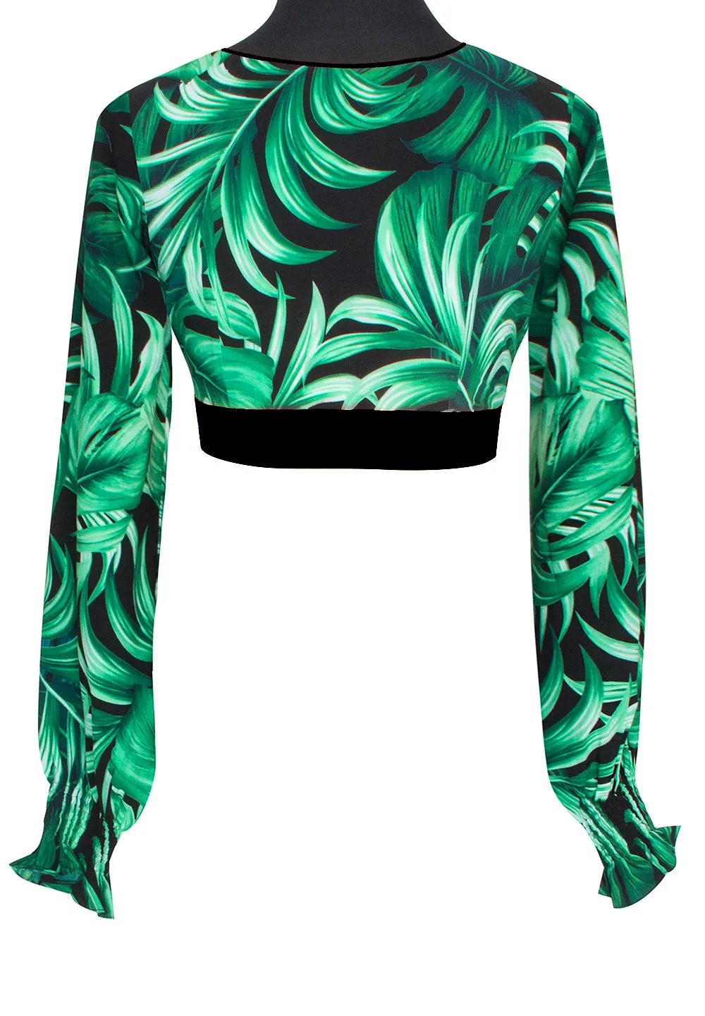 Jungle - Monstera Black / Green Crop Top (Black)