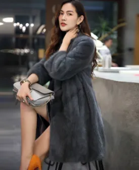 Luxury Winter women Real Mink fur coat Fashion Natural