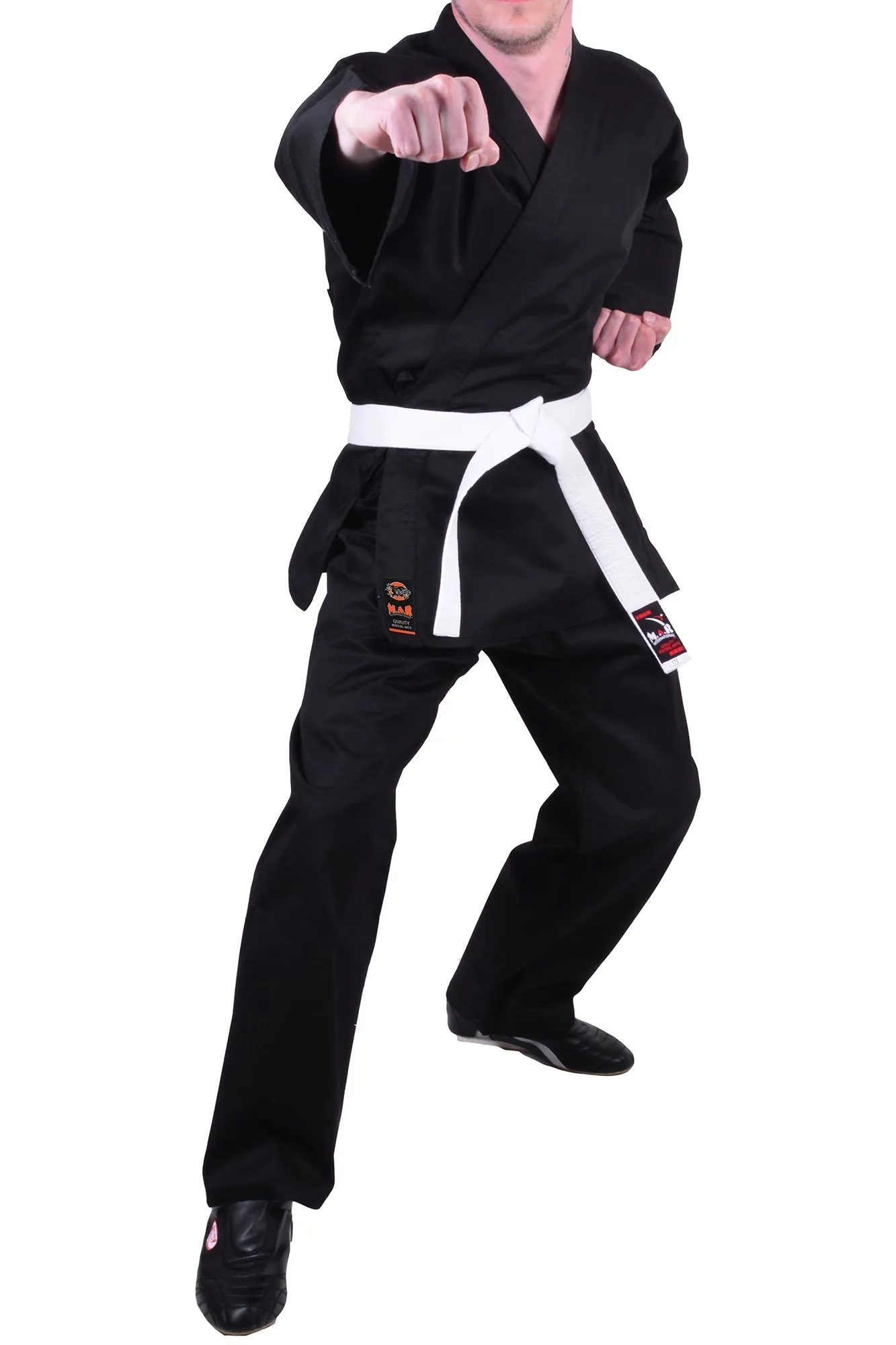 MAR-004A | Black Karate Student Uniform Gi (7.5oz Fabric)   FREE BELT