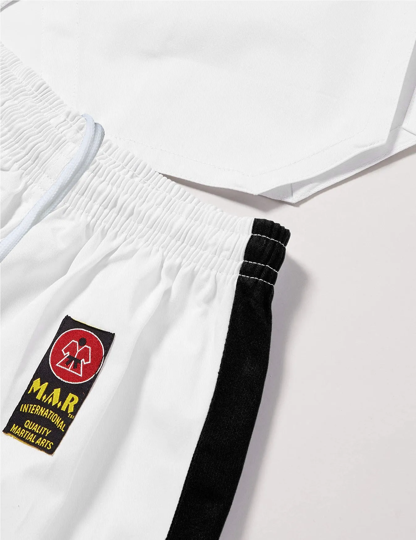 MAR-006 | White Karate & Freestyle Uniform w/ Black Trim (8oz Fabric)