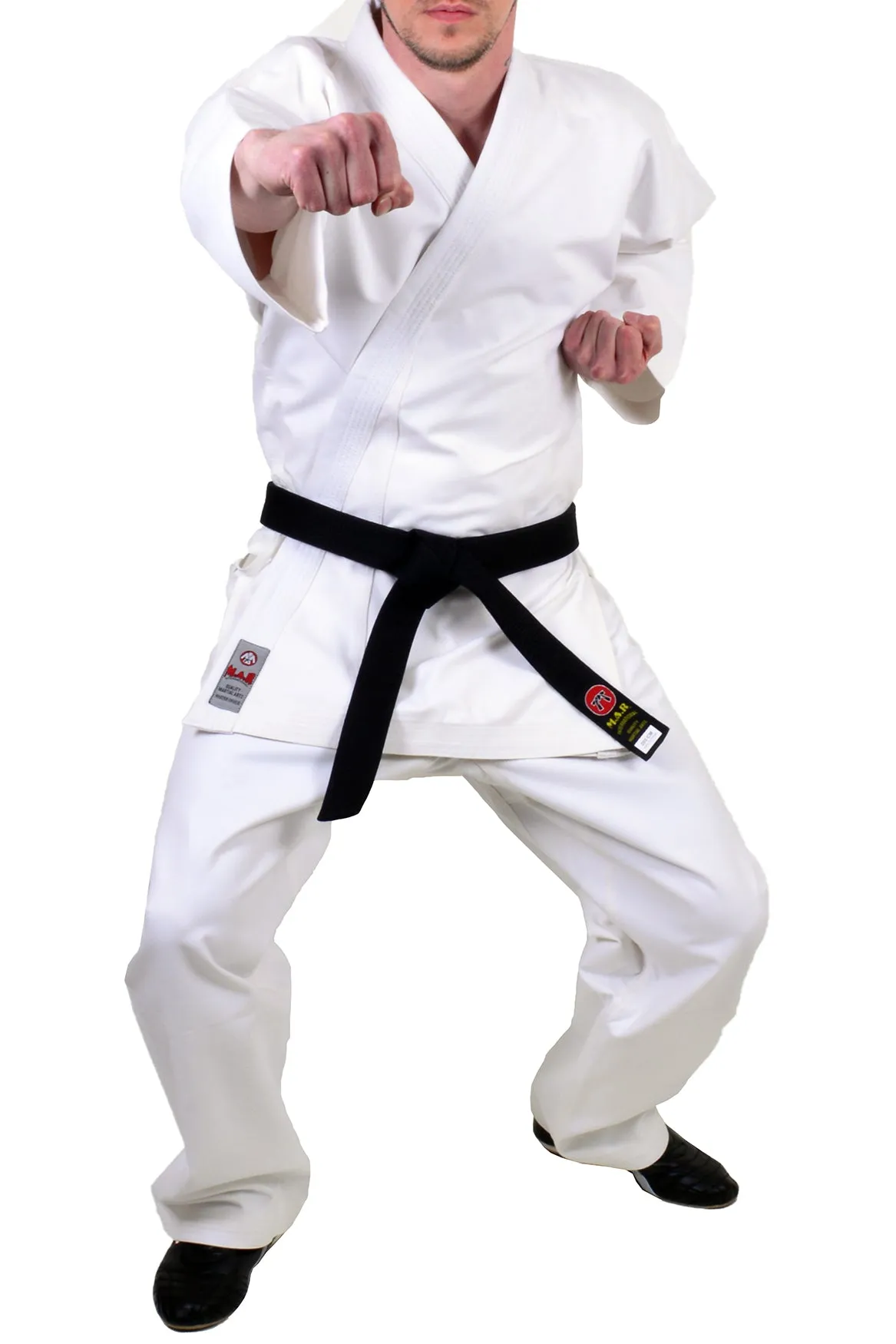 MAR-013B | White Karate Competition Uniform - European Style (14oz Canvas Fabric)