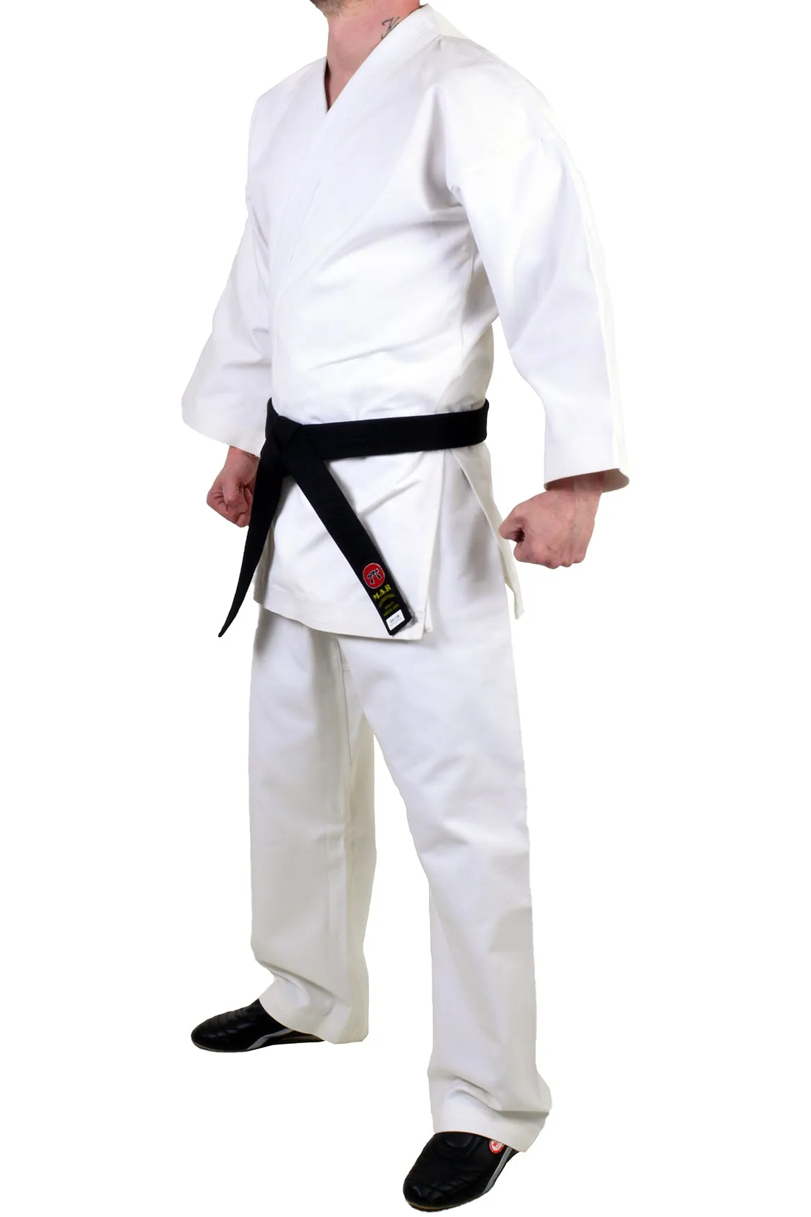 MAR-013B | White Karate Competition Uniform - European Style (14oz Canvas Fabric)