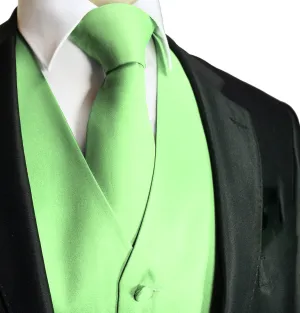 Men's Solid Apple Green Suit Vest Set