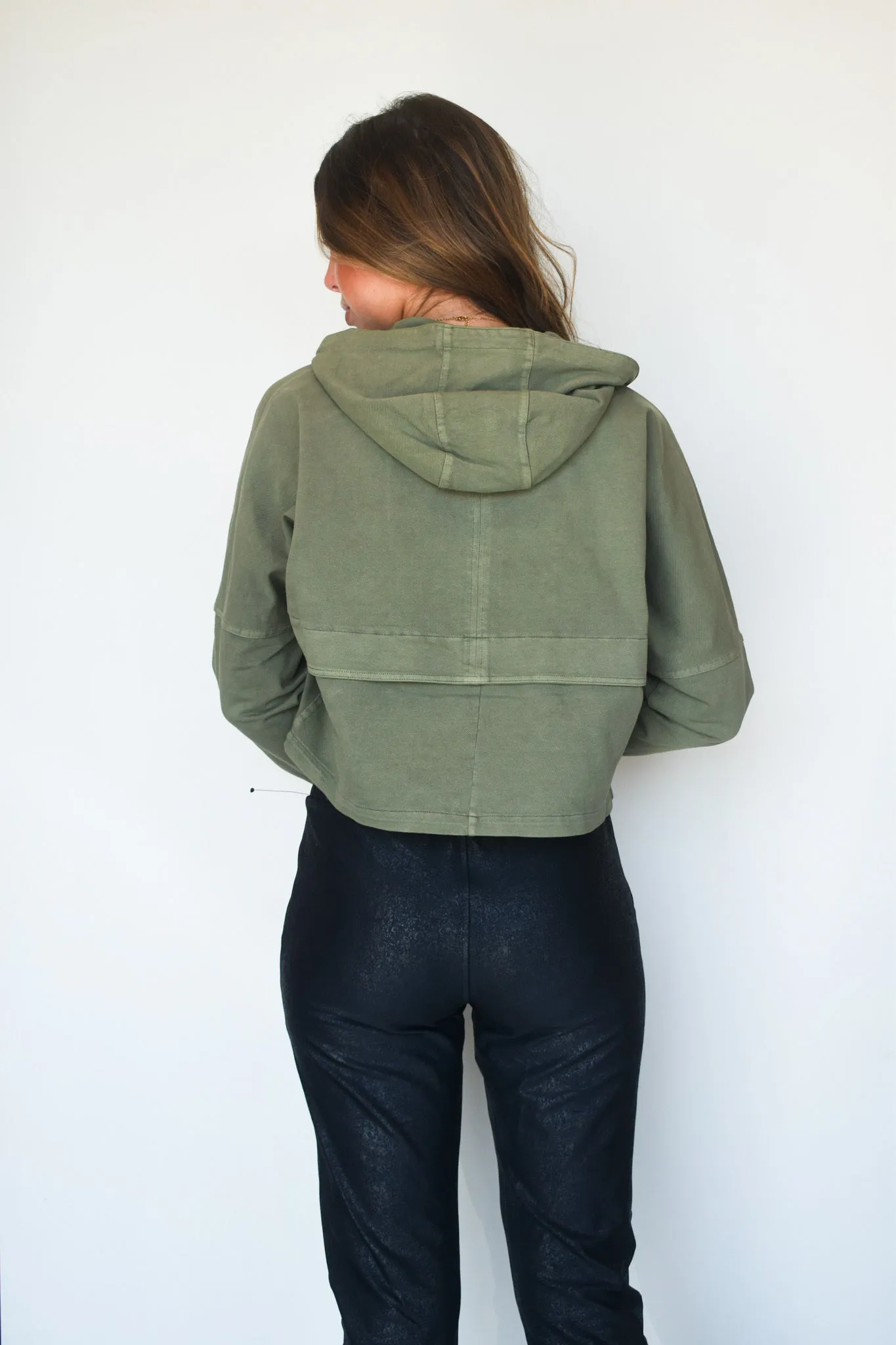 Mineral Wash Zip Up Jacket- Army Green