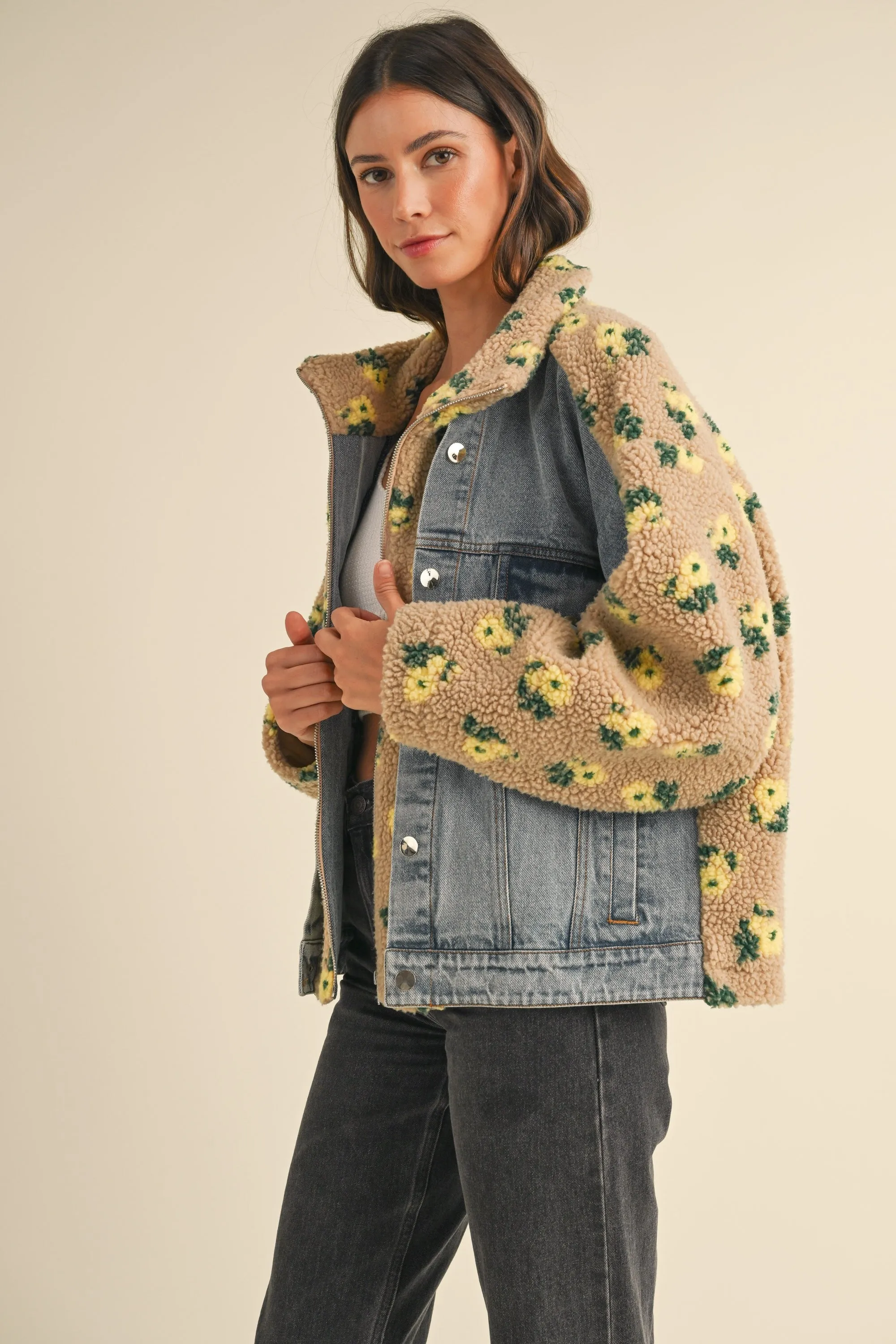 Mipsy Denim Sherpa Jacket