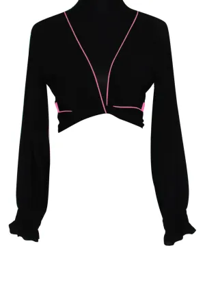 Monochrome - Black Crop Top (Neon Pink)