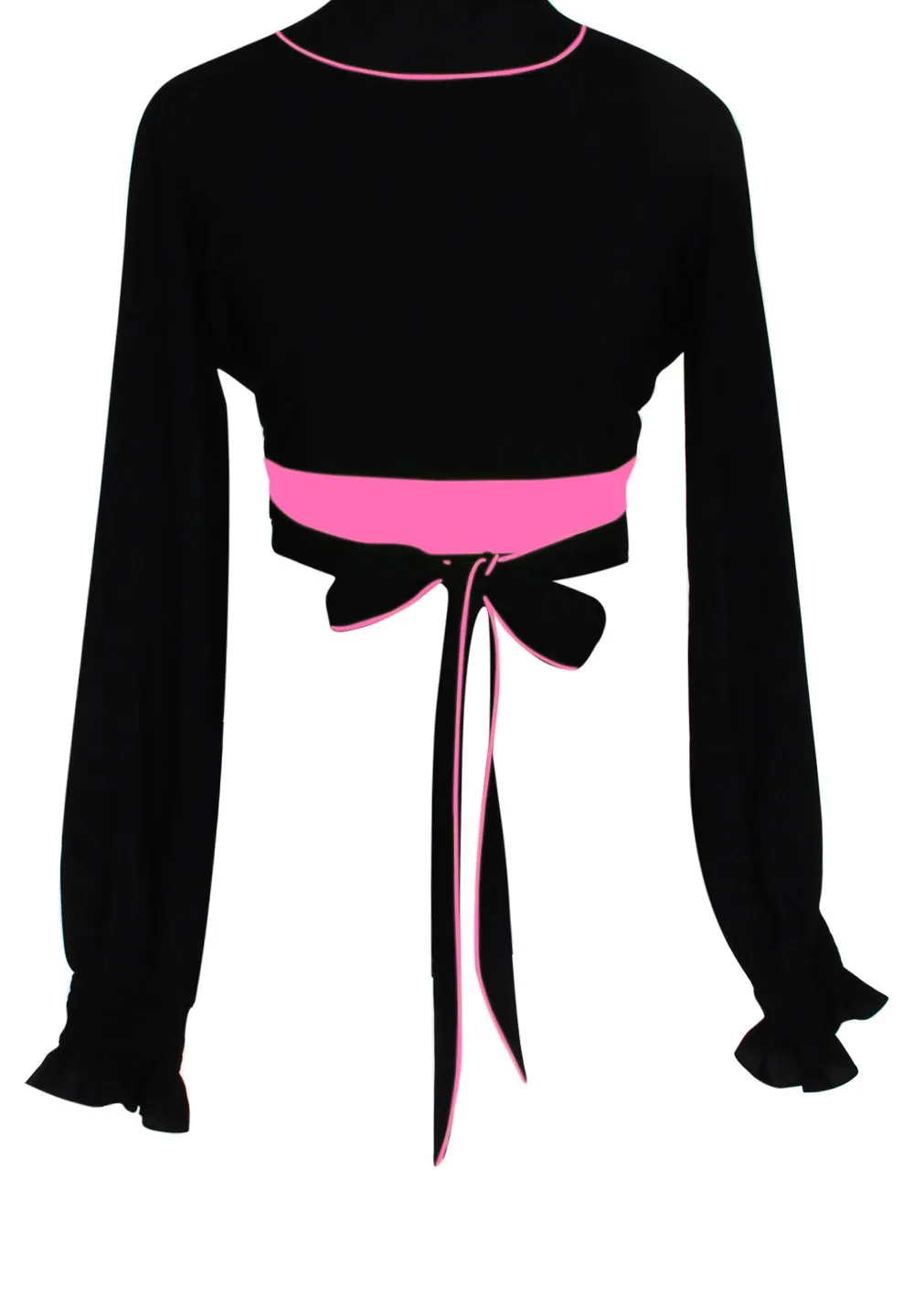 Monochrome - Black Crop Top (Neon Pink)