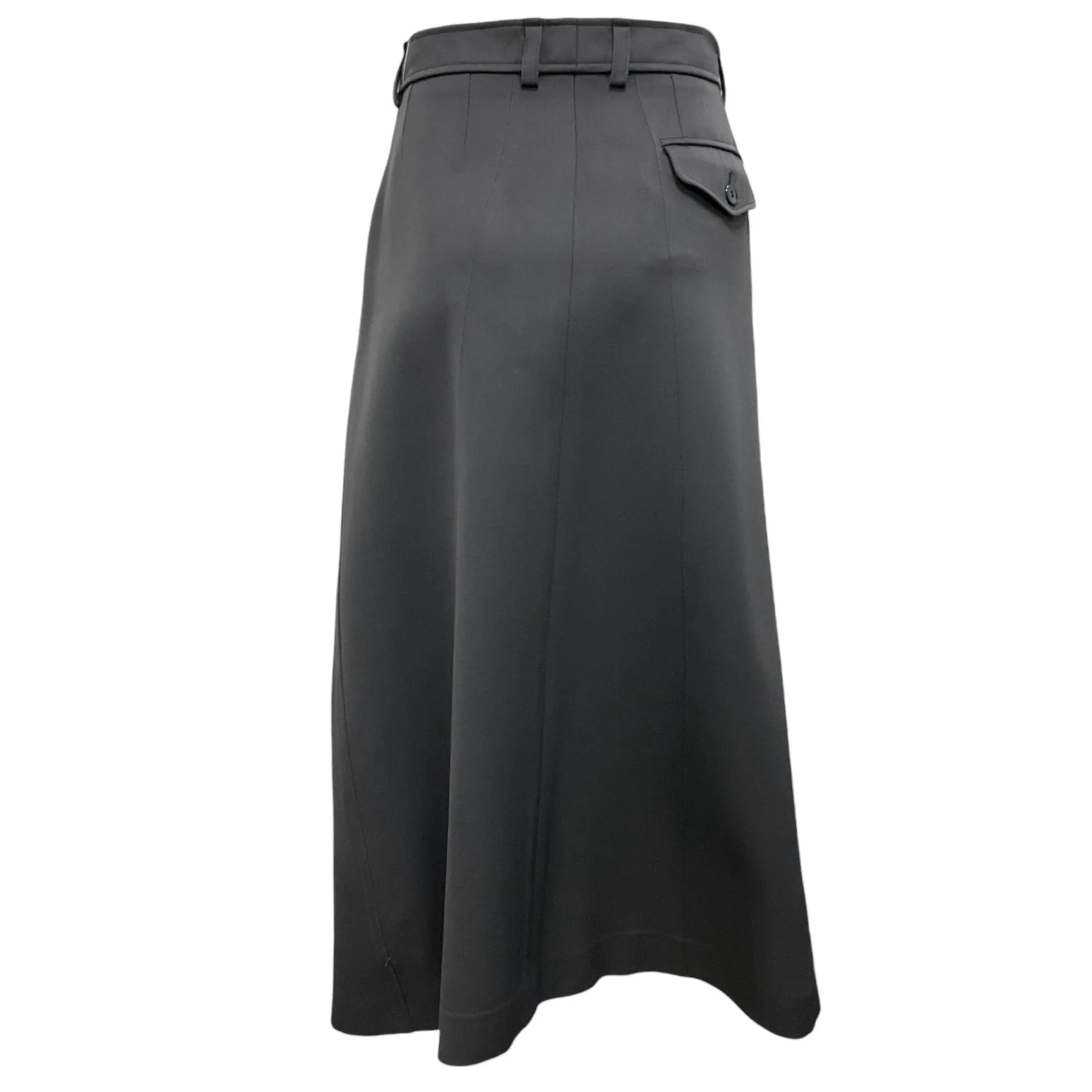 Nina Ricci Slate Grey Front Slit Wool Midi Skirt