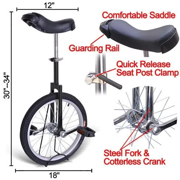 OPEN BOX - Gorilla Unicycles - 18 Inch Wheel Unicycle - Orange