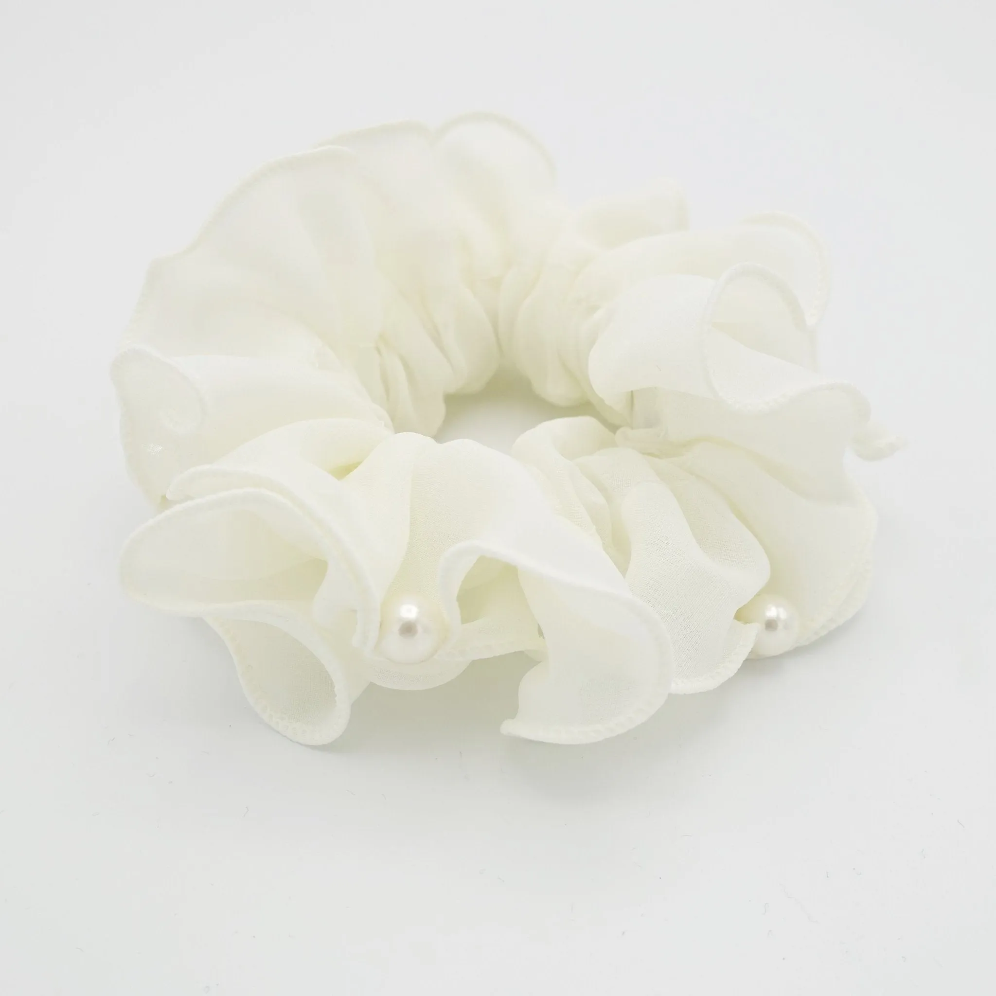 pearl chiffon scrunchies women hair elastic scrunchie