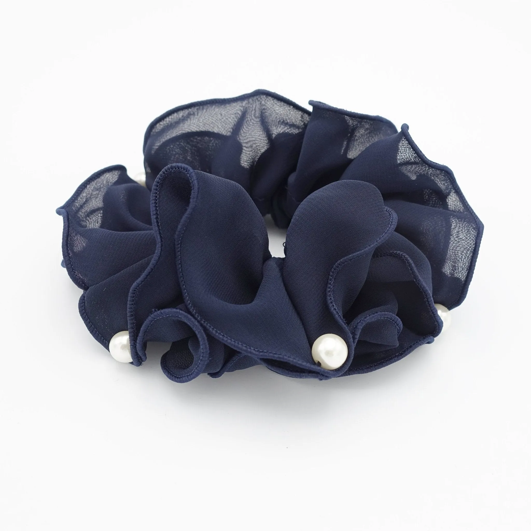 pearl chiffon scrunchies women hair elastic scrunchie