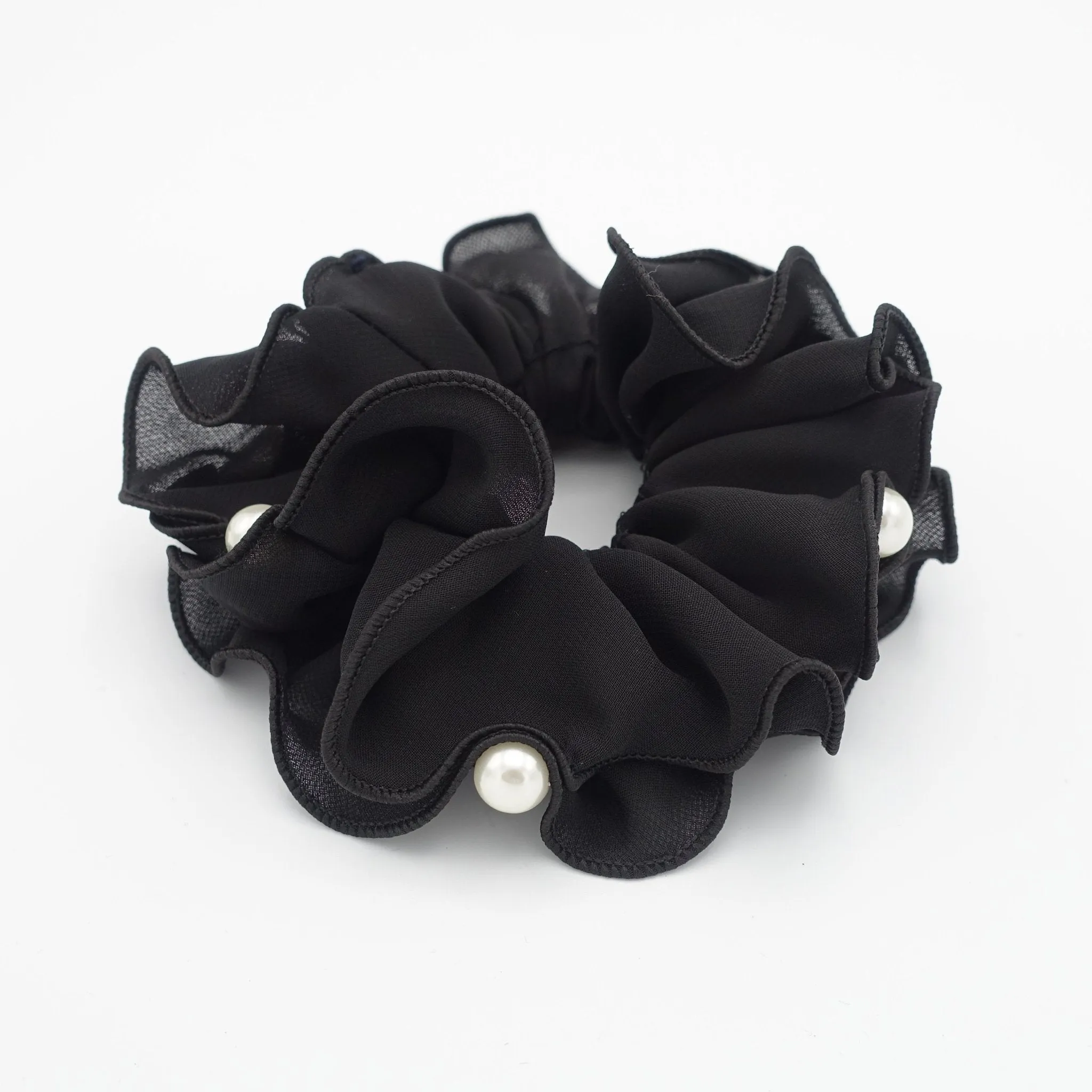 pearl chiffon scrunchies women hair elastic scrunchie