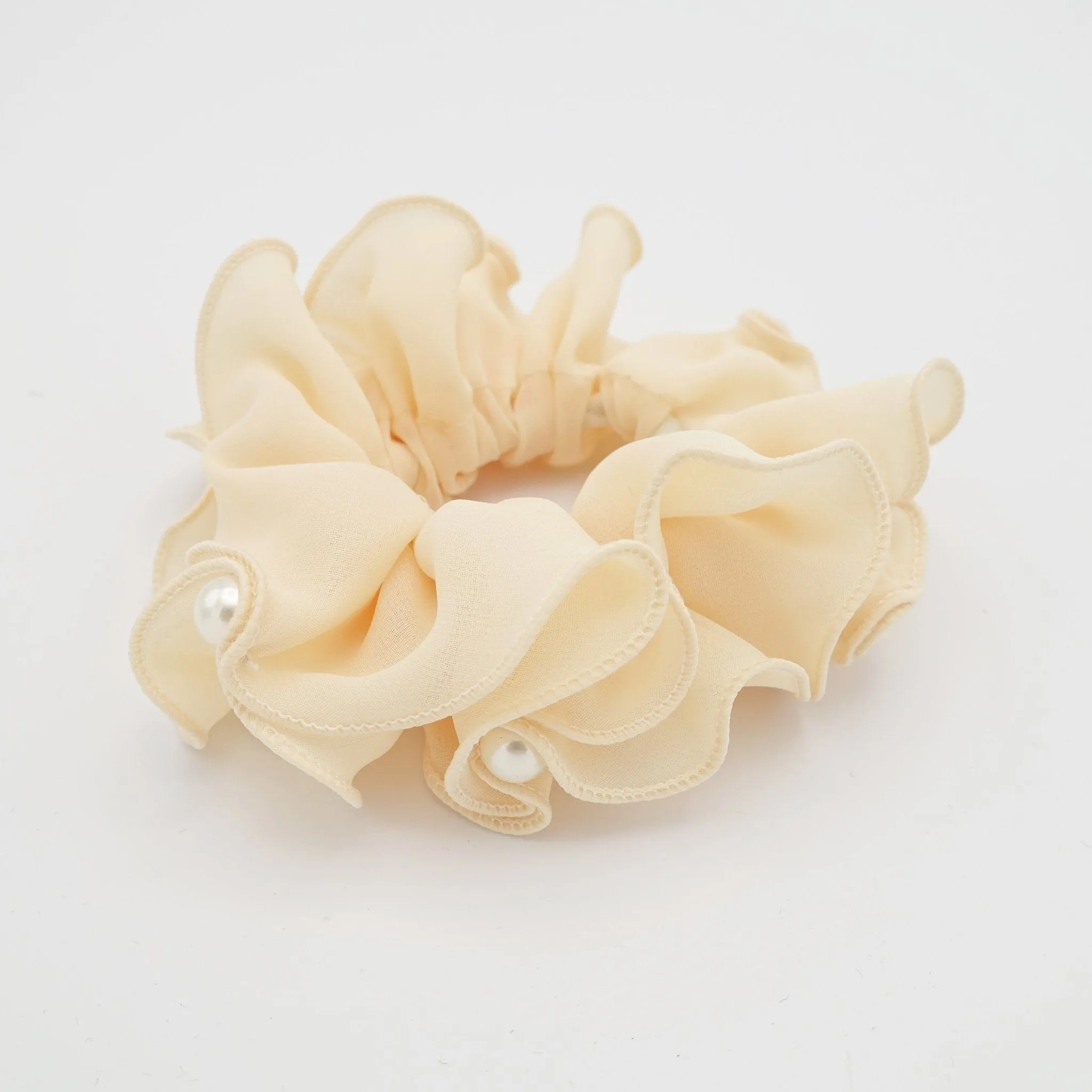 pearl chiffon scrunchies women hair elastic scrunchie