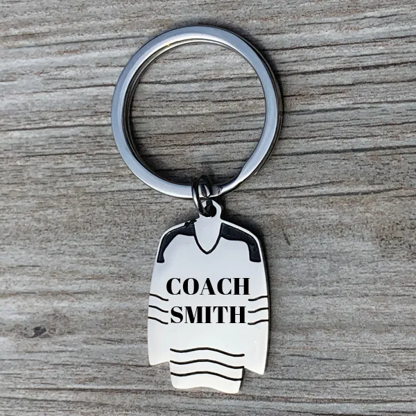 Personalized Engraved Ice Hockey Coach Jersey Keychain