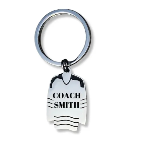 Personalized Engraved Ice Hockey Coach Jersey Keychain