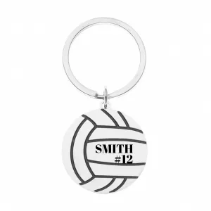 Personalized  Engraved Volleyball Keychain with Name and Number