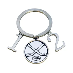 Personalized Ice Hockey Sticks & Puck Keychain