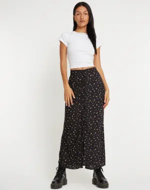 Rima Maxi Skirt in Pretty Petal Black