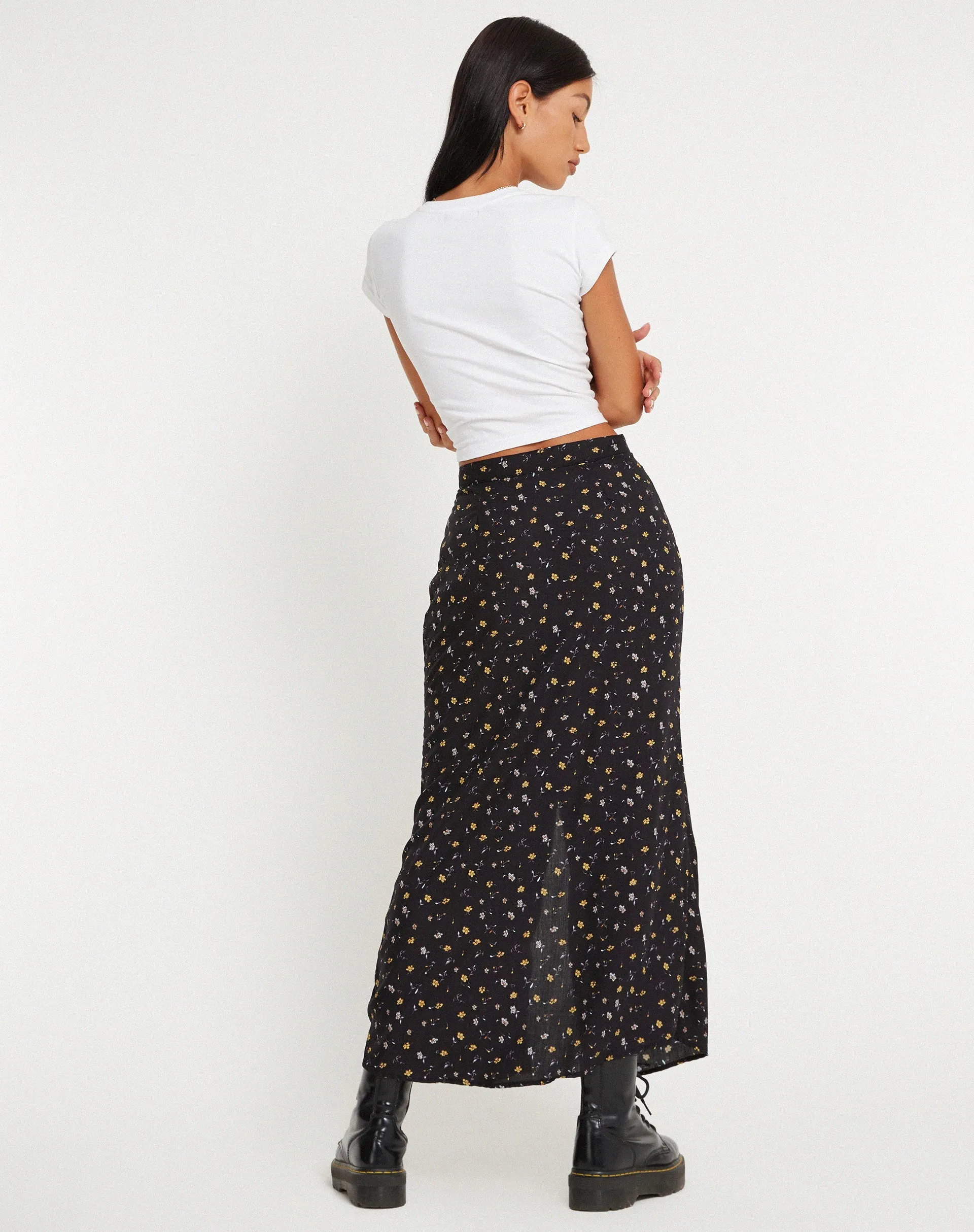 Rima Maxi Skirt in Pretty Petal Black