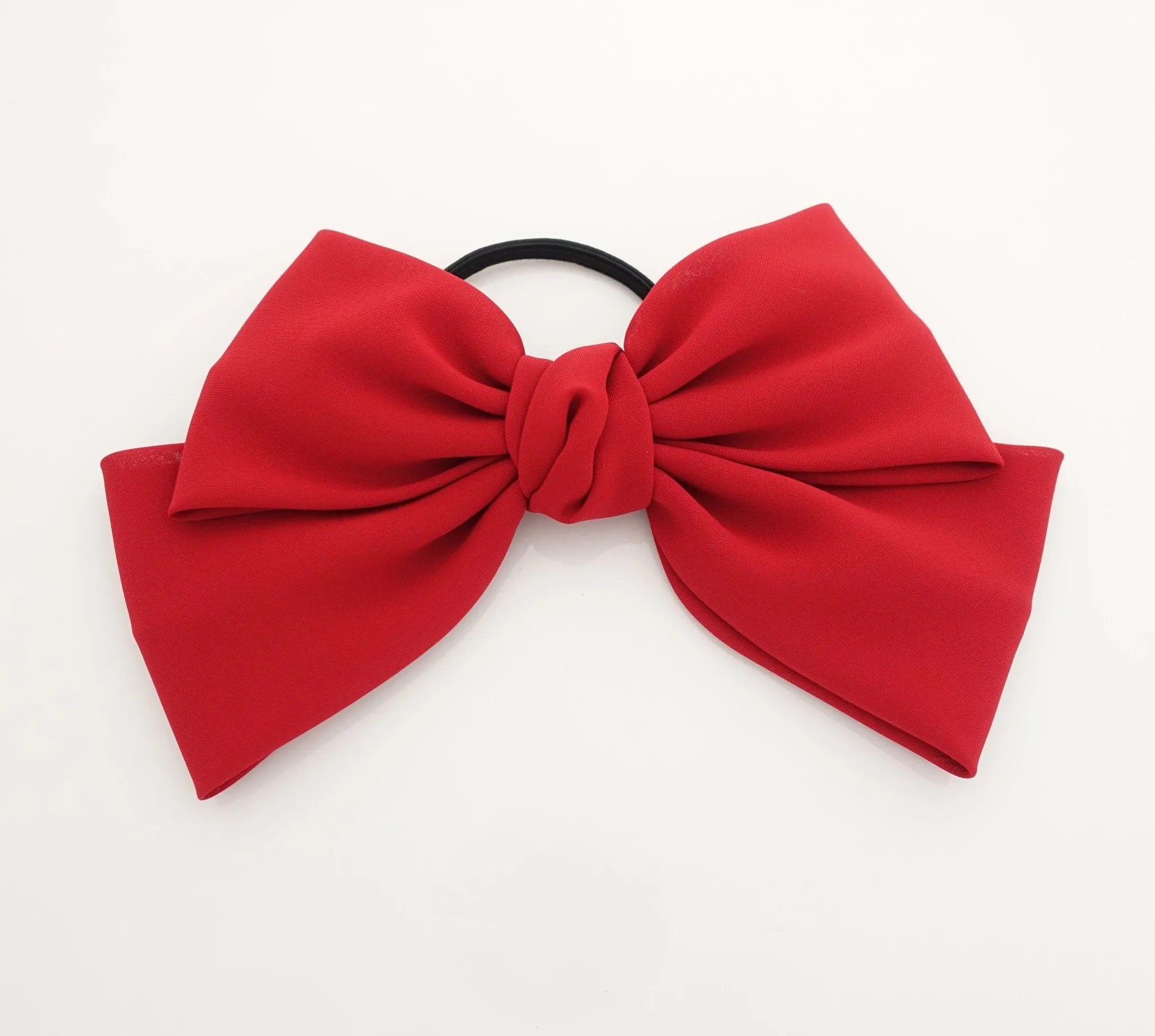 simple chiffon bow ponytail holder basic style hair bow tie elastics