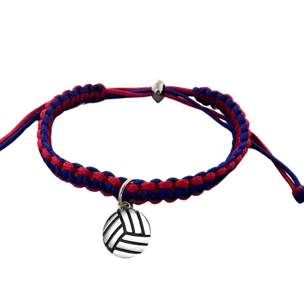 Volleyball Charm Multi Colored Rope Bracelet - Pick Colors