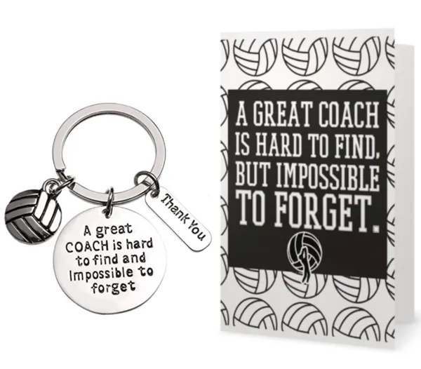 Volleyball Coach Keychain & Card Gift Set - A Great Coach is Hard to Find