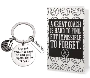 Volleyball Coach Keychain & Card Gift Set - A Great Coach is Hard to Find