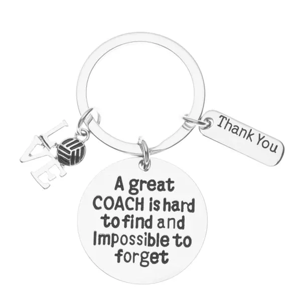 Volleyball Coach Keychain, Great Coach is Hard to Find Coach Keychain